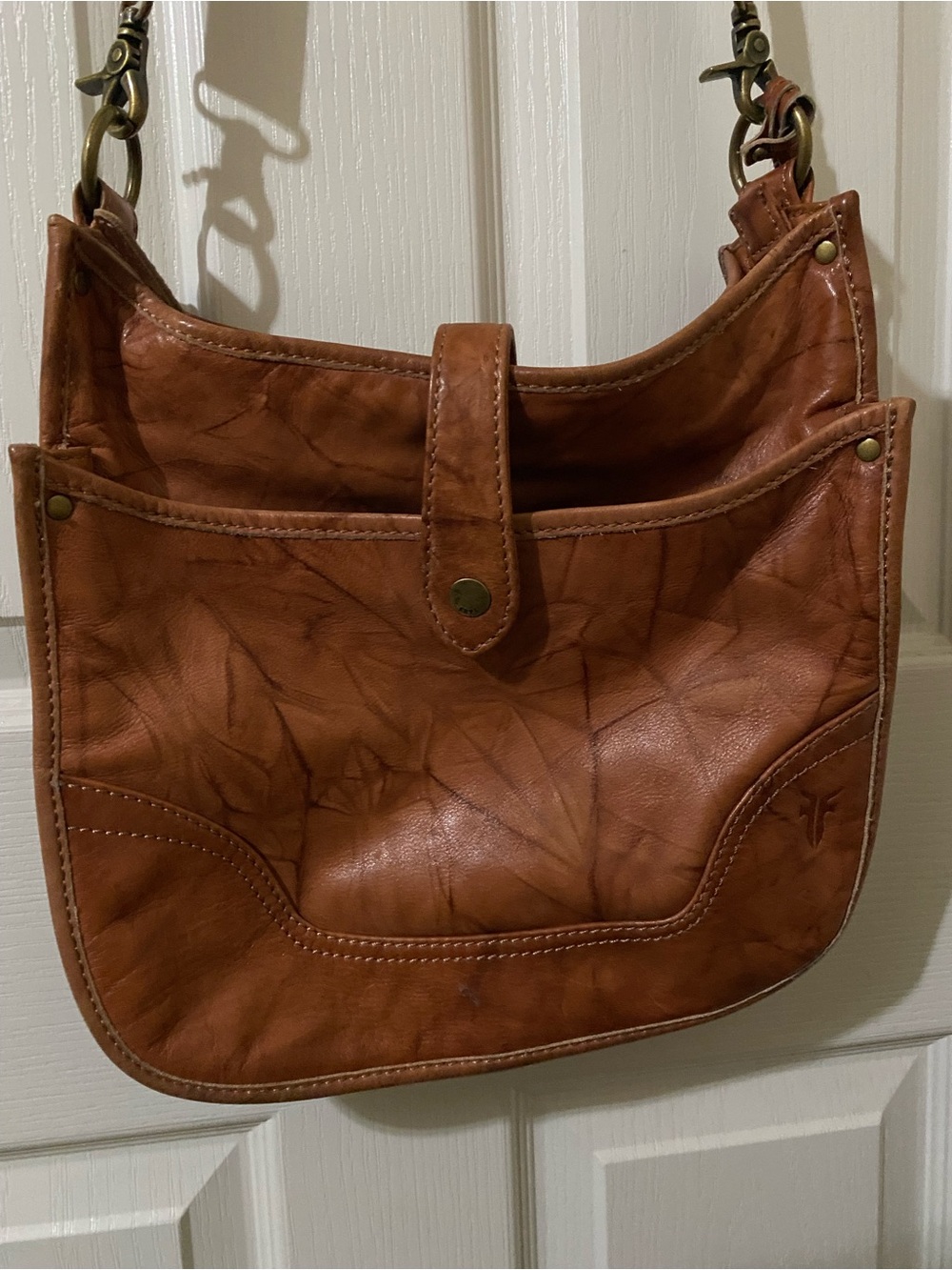 Frye Cognac Leather Crossbody with Front Pocket